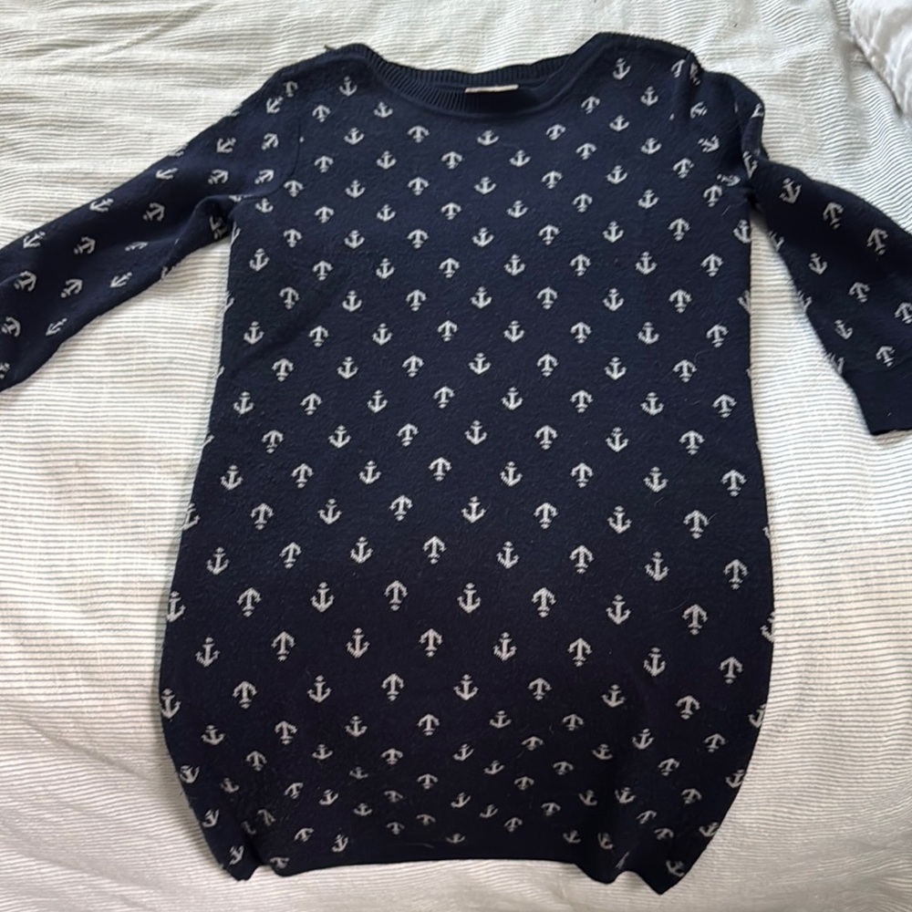 Nautical Anchor Pattern Sweater Dress